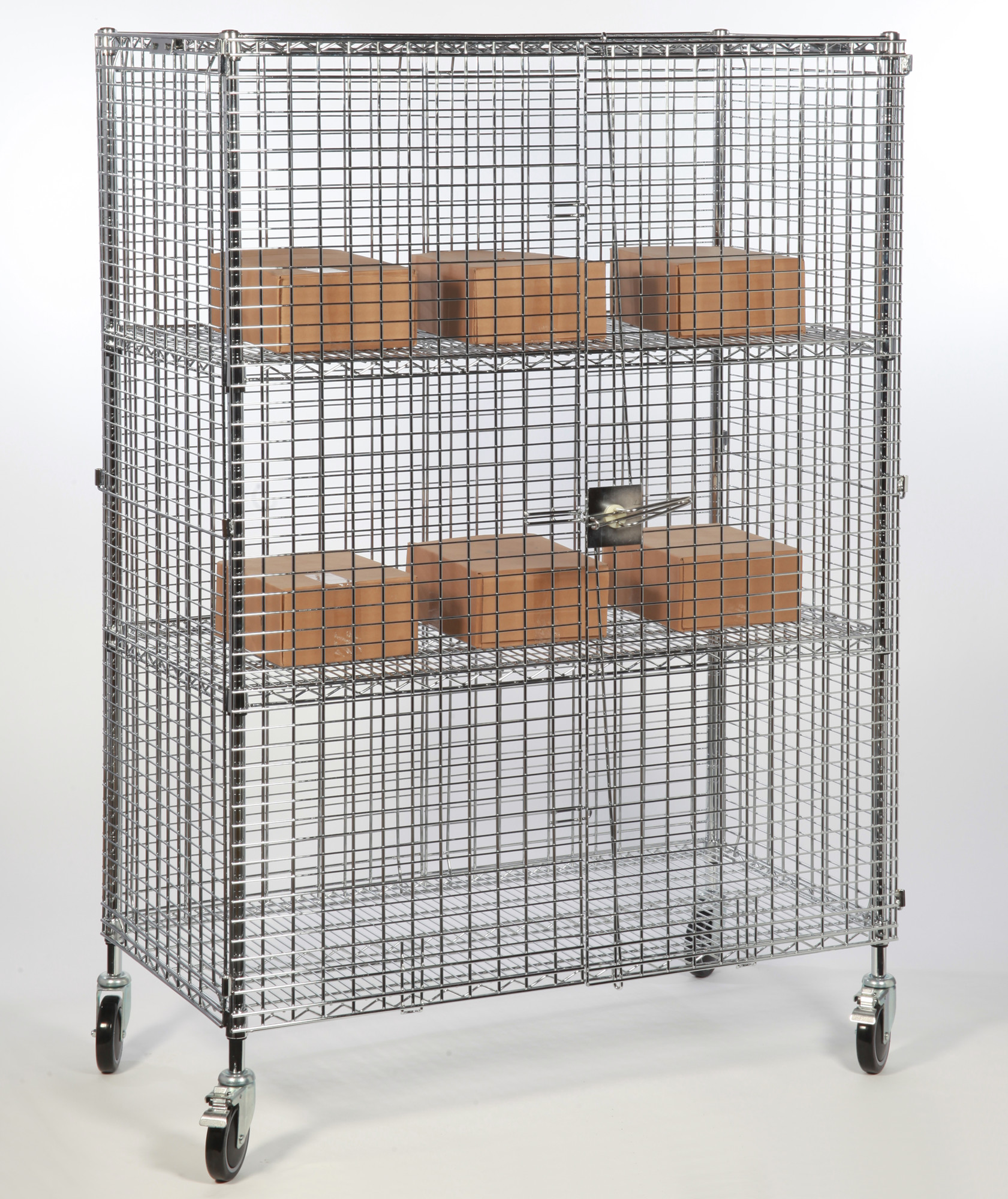 Chrome Wire Storage Cage NSF Heavy Duty Mobile Security Cage Lockable 
